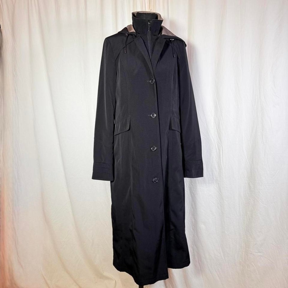 Gallery Black Long Winter Coat –‎ Removable Lining & Hood Size-S